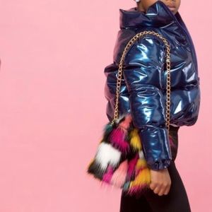 Brittany Deshields size 7 Blue metallic puffer coat